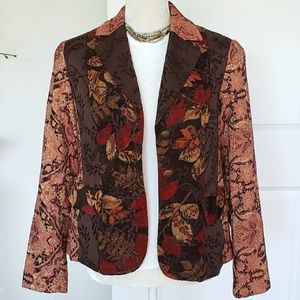 Vintage Inspired Coldwater Creek Tapestry Jacquard Blazer Jacket Size 10